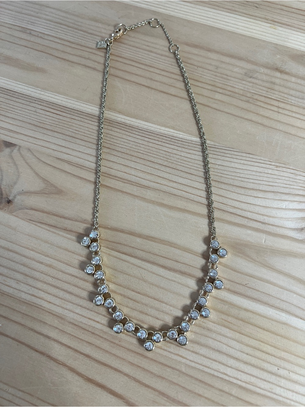 Banana Republic Vintage Gold Crystal Station Necklace - Elegant Women's Jewelry